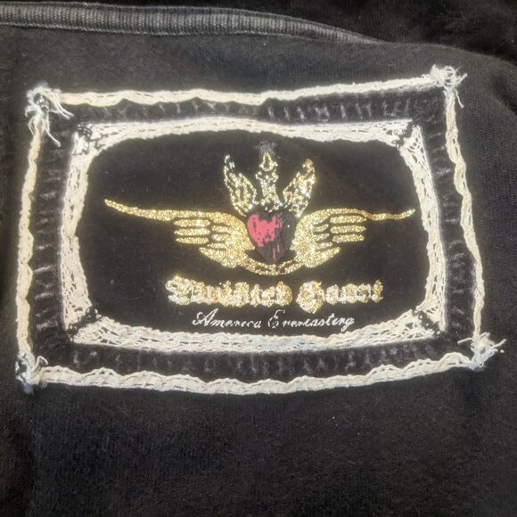 Twisted Heart Black Velour Zippered Jacket Size *Small - Picture 9 of 15